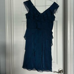 Adrianna Papell Navy Ruffled cocktail dress
